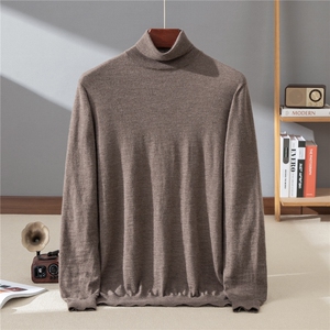 2025秋冬百搭时尚简约无缝高反针织羊绒衫，男装羊绒套衫，牧群羊绒
