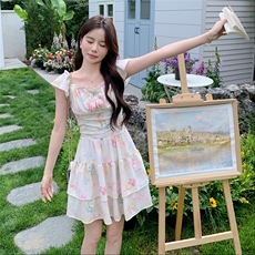 【夏日度假风】温柔甜美显瘦法式碎花连衣短裙A229-2-P120-k180，女装连衣裙，2D148