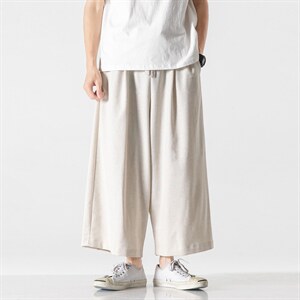 夏季 大码风亚麻棉麻直筒宽松阔腿休闲裤九分汉服 K142/P75图片