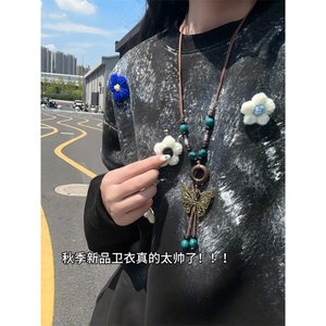 XZ809A/SYR40/P50/控78 印花设计感小花圆领卫衣图片