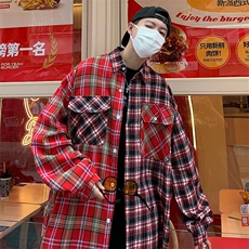 美式潮高街撞色拼接口袋格子长袖衬衫C2218-P42，男装衬衫，星座1109-3