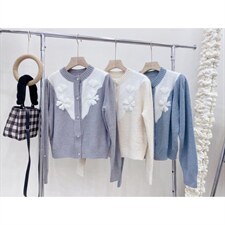 现货高级感拼水貂绣花开衫，其它，CHERRY·印