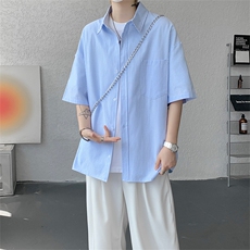 短袖衬衫男夏季新款港风宽松条纹衬衣DX3303-特P26，男装T恤，星座214-3