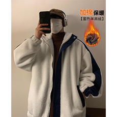 宽松休闲棉衣男秋冬新款潮牌痞帅加棉羊羔绒外套-A1440TP90控145，男装棉衣，电商B241
