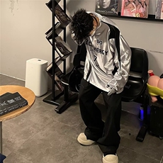 春季潮流新款美式球衣银色长袖T恤男运动撞色插肩上衣LY1233-P40，男装T恤，星座1008