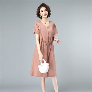 2021夏款新款纯色大码大口袋女装连衣裙230款图片