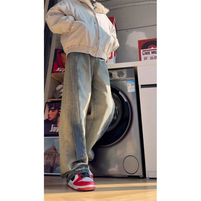 现货！春季牛仔裤分割休闲长裤直筒裤A061-EX50508-特批48，男装牛仔裤，电商A061