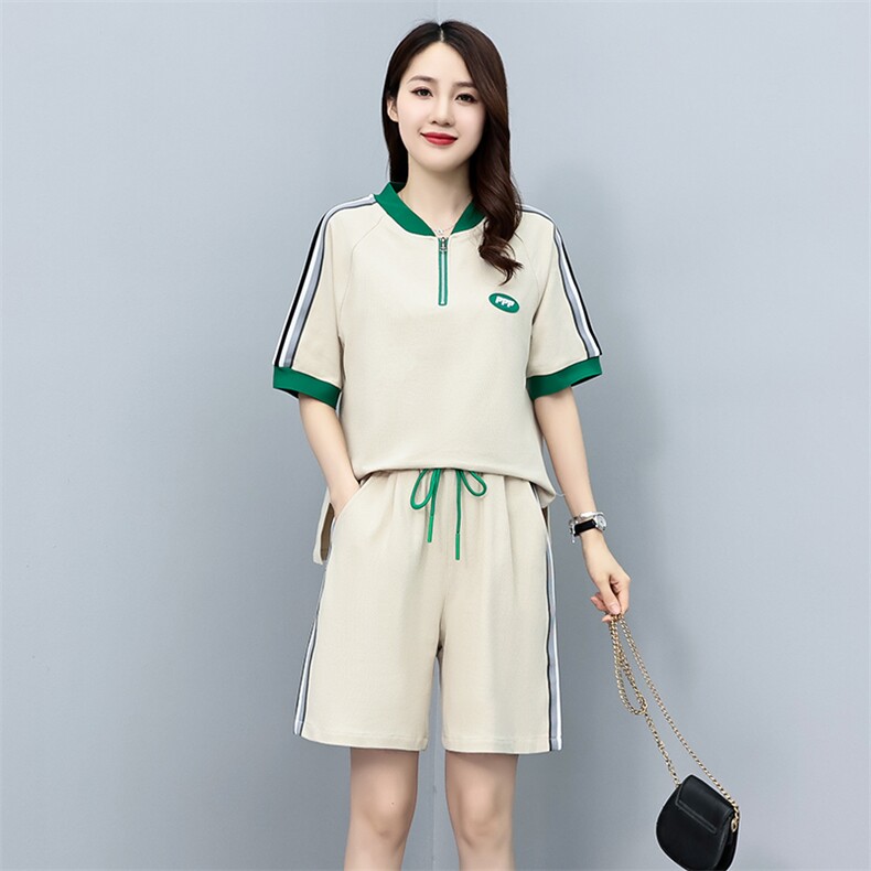 时尚短袖短裤女夏2024新款韩版宽松显瘦休闲运动服跑步,女装运动套装,凯瑟曼