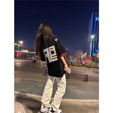 美式复古短袖t恤男女夏季痞帅高级感字母刺绣上衣宽松半袖TG001，男装T恤，星座1116A（原606A-3）
