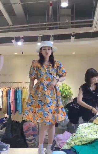 DG888欧洲站夏季女装时尚方领法式气质甜美显瘦连衣裙,女装连衣裙,L·H·X