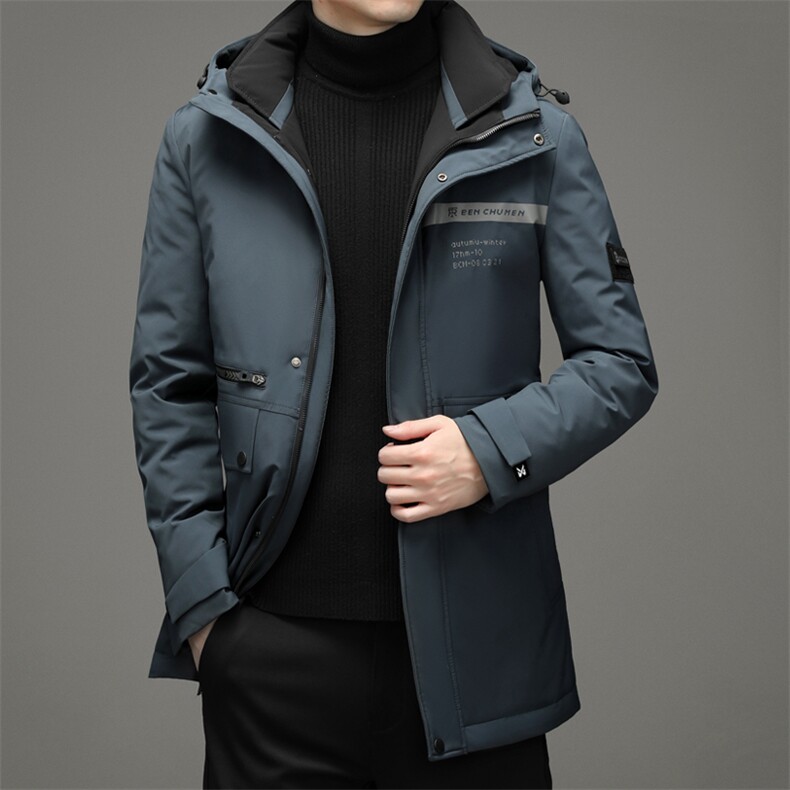 冬季羽绒服男士中长款纯色潮流中年厚款休闲外套SNNYR86068-P300,男装羽绒服,电商B212（原钱塘6029）