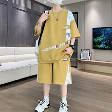 夏季新品高品质套装男士休闲圆领T恤宽松潮短裤男套装，男装T恤，星座218-1（原230）