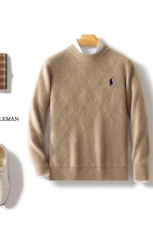 圆领羊毛秋冬长袖商务休闲宽松针织打底衫男装，男装羊毛衫，邓利维