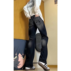 秋季美式ins高街hiphop重工艺水洗微喇复古蓝牛仔裤货号K2320P55，男装牛仔裤，电商A063