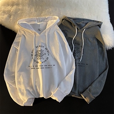WY2163-P35加绒款-P40纯棉连帽卫衣男大码运动帽衫宽松薄外套男，男装卫衣，电商A040