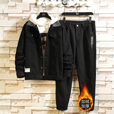 TJ606-708-p125限价168-加绒牛仔情侣套装男大码夹克牛仔外套男士，男装工装外套，星座103A