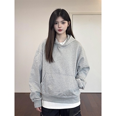 抖音得物二开26春装美式高街短款廓形连帽卫衣男女外套LM01，女装短外套，电商A486-1