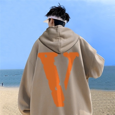 ！秋季重磅宽松大码港风橙色v印花连帽卫衣LW12-特p35，男装卫衣，星座508（原C305）