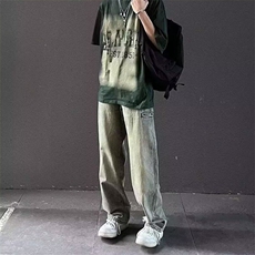 2025新款潮牌男士牛仔裤男春秋款美式宽松直筒高街男生长裤子，男装牛仔裤，星座506