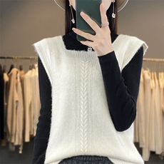 背心裙内搭马甲针织打底衫女秋冬2024新款方领马甲，女装马甲，羿纯羊绒