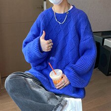 2025新款个性针织衫宽松毛衣圆领纯色休闲大码男35109P68控88，男装针织衫/毛衣，星座517A-1