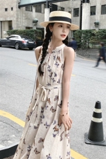【新款现货】法式蝴蝶结挂脖连衣裙088-6625P105K158，女装连衣裙，2C088