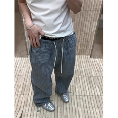 青少年2025夏季复古时髦可收口束脚阔腿格子休闲裤男KA116，男装休闲裤，星座1116A（原606A-3）