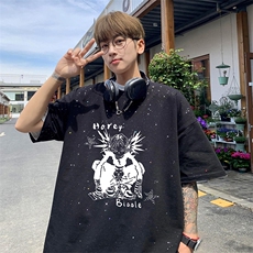 量大优供抖音视频支持得物配合二开美式满天星亮片短袖T恤MTX396，男装T恤，电商A486