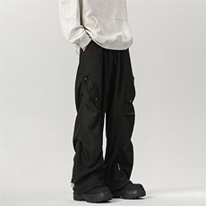 美式高街工装伞兵裤男夏季新款潮牌宽松复古直筒休闲裤子YK71/P38，男装休闲裤，星座506