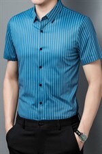 男士夏季短袖衬衫2023新款休闲商务衬衣男士上衣男装ZL1267-P63，男装衬衫，星座1105-3