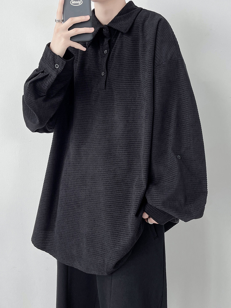 秋装新款男装宽松休闲套头长袖POLO衫D321-1-DM300-P55,男装Polo衫,电商D321-1