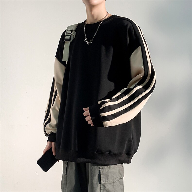 W6498-P40秋季新款300克美式vibe拉条圆领套头宽松卫衣,男装卫衣,星座109-1