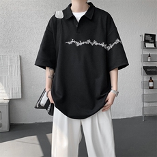8XL-M新中式刺绣图腾短袖polo衫大码翻领T恤半袖保罗衫DX1212/P45，男装T恤，电商B238