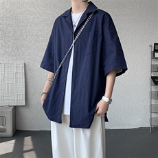 8XL-M亚麻短袖衬衫男夏薄款宽松休闲百搭大码半袖衬衣DC28002P50，男装衬衫，电商B312