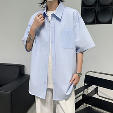 简约夏天薄款冰丝肌理感短袖衬衫时尚穿搭休闲半袖LC430P32，男装T恤，星座1013-1