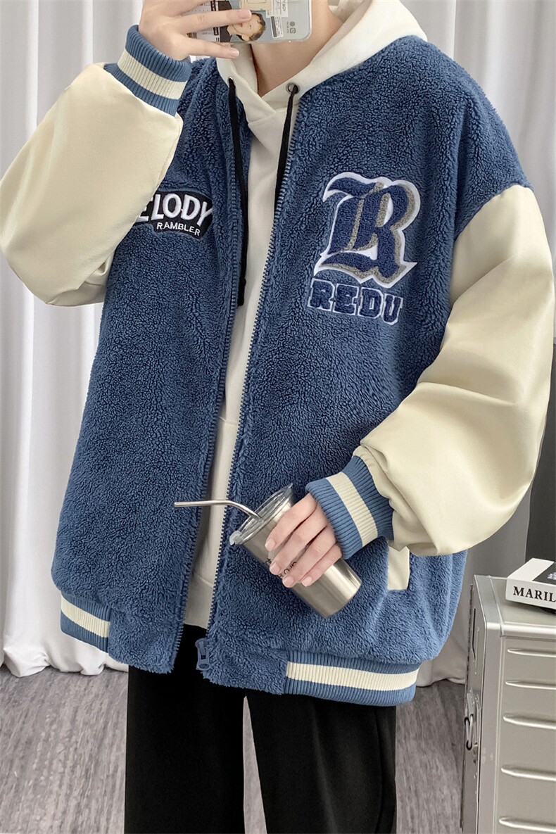 冬季港风棒球服棉衣外套加绒加厚羊羔绒棉衣男士8890-P115控价138,男装棉衣,电商A441-1