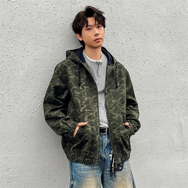 美式高街大口袋连帽迷彩夹克复古工装外套A436-W992-P115168,男装夹克,电商A436