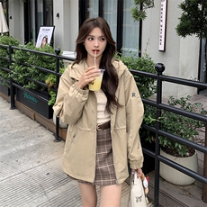 欧货高端大牌撤柜尾单2024秋季时尚个性长袖外套宽松拉链连帽风衣，女装风衣，天使之佳话