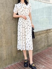 2022夏新款时波点连衣裙，女装连衣裙，V/A