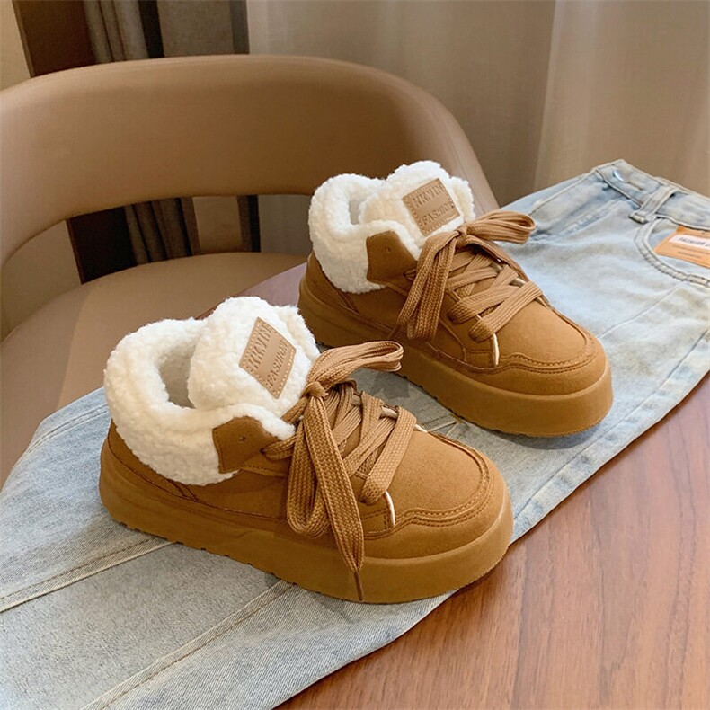 X4557-105冬季加绒小白鞋新款韩版女厚底增高运动休闲板鞋，女鞋短靴，星座1407-3