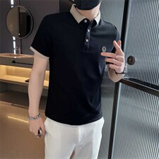 抖音主推大货U字刺绣夏短袖翻领Polo衫时尚大码体恤T066-P45，男装T恤，电商D342