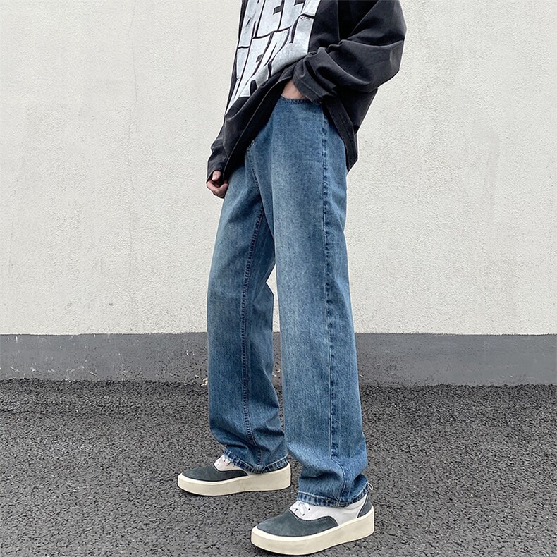 美式高街复古蓝色牛仔裤男直筒水洗ins阔腿长裤XZ211-1-K2313-P55,男装牛仔裤,星座211-1