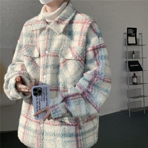 粗花呢格纹棉服复古大码夹棉加厚小香风毛圈格子呢外套LF101特P95图片