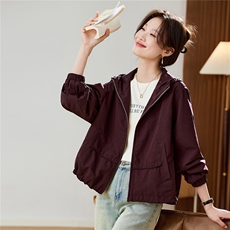 时尚休闲连帽短款外套女2025秋季新款宽松显瘦百搭超好看夹克上衣，女装短外套，木子恋