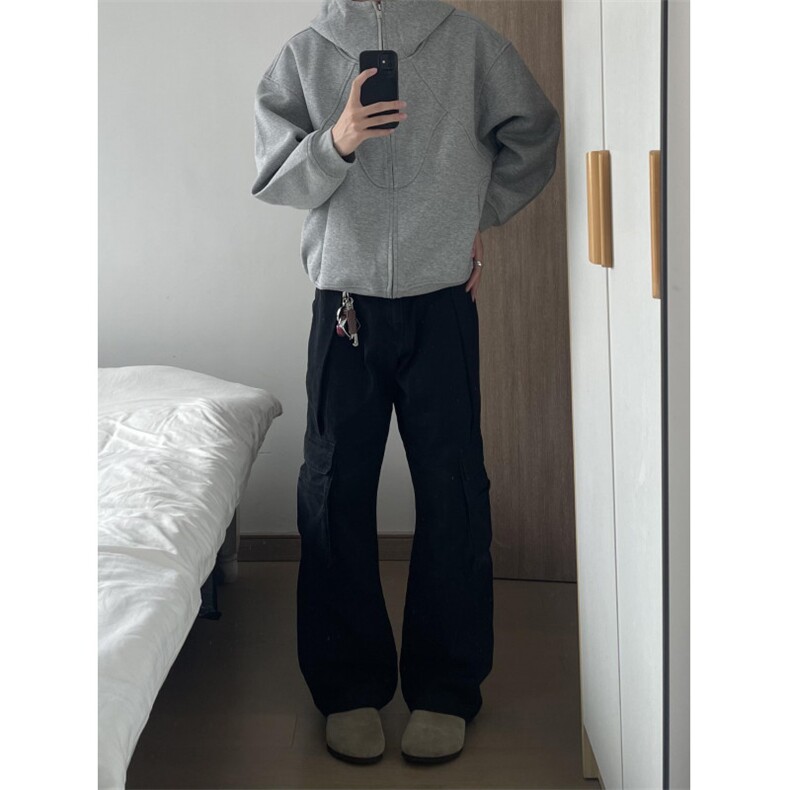【有货】WW01CC-特P50解构连帽卫衣男廓形拉链开衫外套,男装卫衣,星座1007（原301D）