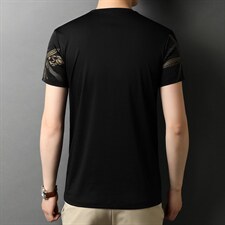 圆领t恤男短袖透气夏季2022中年爸爸时尚印花男装2024新款夏装P55，男装T恤，钱塘6003A(原)4033A