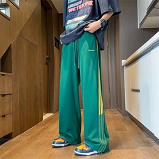 夏季长裤直筒男工装裤时尚潮牌休闲裤青春流行条纹撞色潮宽松型，男装休闲裤，星座716-3