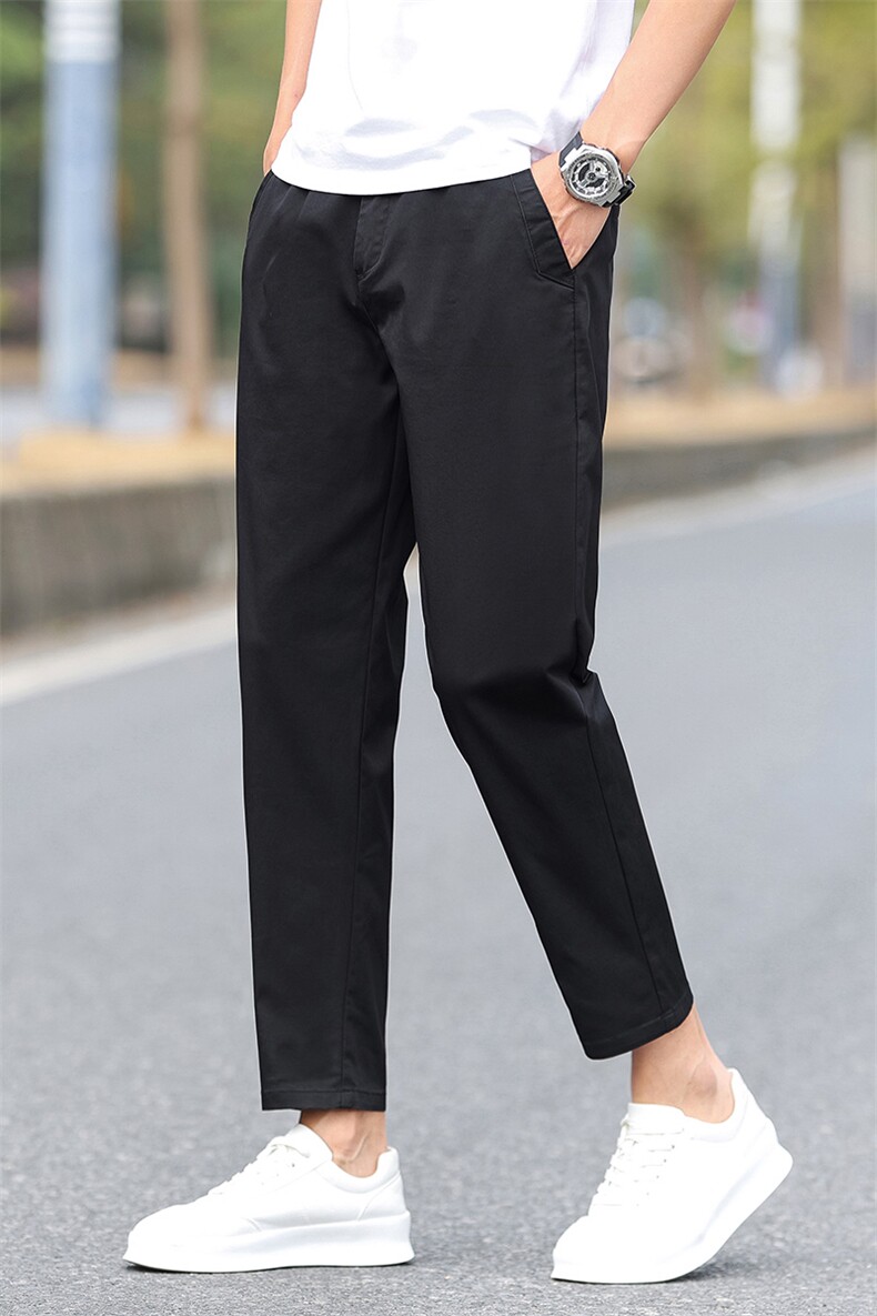 新款男士加绒加厚男装宽松百搭休闲弹力九分裤D9015-P45加绒P55,男装卫衣,星座509