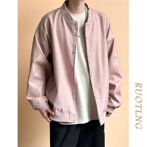 主推现货秋冬拼接皮衣夹克外套男A351-AP2516-P95图片