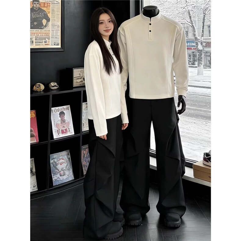 新款美式褶皱阔腿西裤男痞帅垂感高级感伞兵工装弯刀裤LZ2288-p45，男装西裤，星座1008